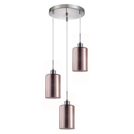 ESPEJO4: Interior Iron & Rose Gold Oblong Glass with Dotted Effect Pendant Lights