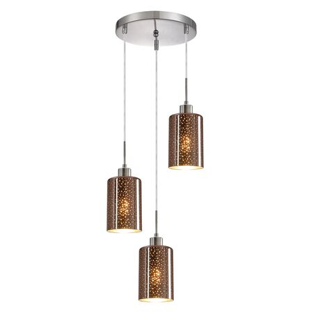 ESPEJO4: Interior Iron & Rose Gold Oblong Glass with Dotted Effect Pendant Lights
