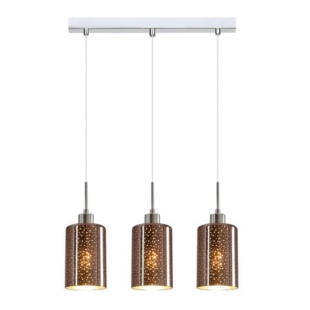 ESPEJO4: Interior Iron & Rose Gold Oblong Glass with Dotted Effect Pendant Lights