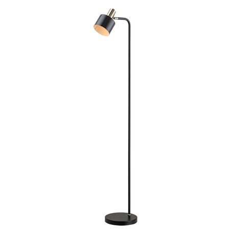 FLOTAR: Interior Cylinder Iron Shade with Antique Brass Highlight Floor Lamps