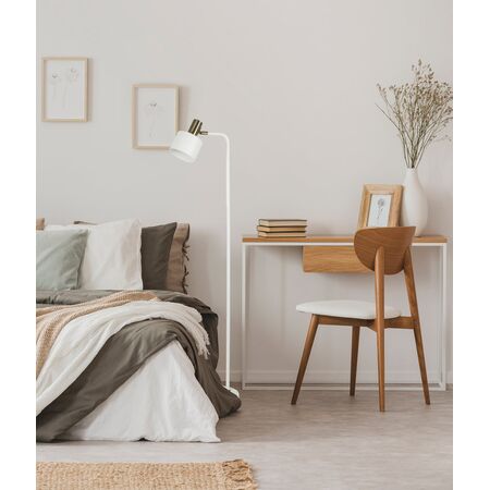 FLOTAR: Interior Cylinder Iron Shade with Antique Brass Highlight Floor Lamps