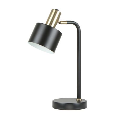 FLOTAR: Interior Cylinder Iron Shade with Antique Brass Highlight Table Lamps
