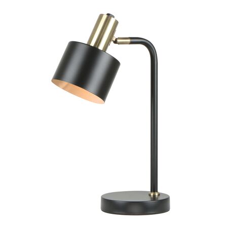 FLOTAR: Interior Cylinder Iron Shade with Antique Brass Highlight Table Lamps