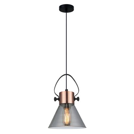 FUMOSO: Retro Smokey Black Mirror Finish Glass Cone Shape Pendant Light