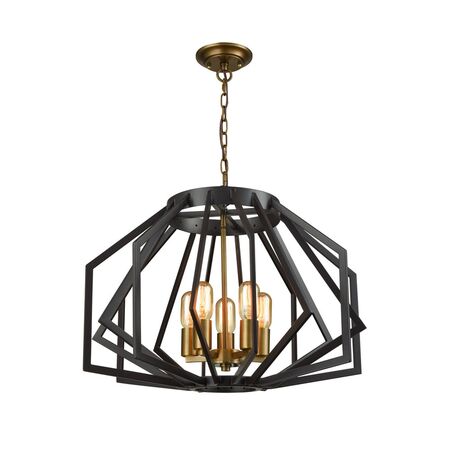 GAMBA: Industrial Black Rustic Wide Angular Cage Pendant Light