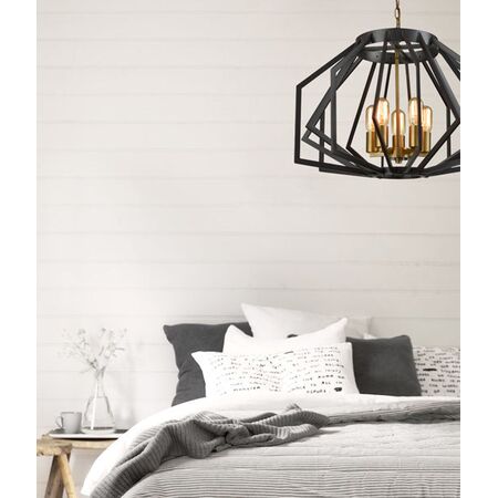 GAMBA: Industrial Black Rustic Wide Angular Cage Pendant Light