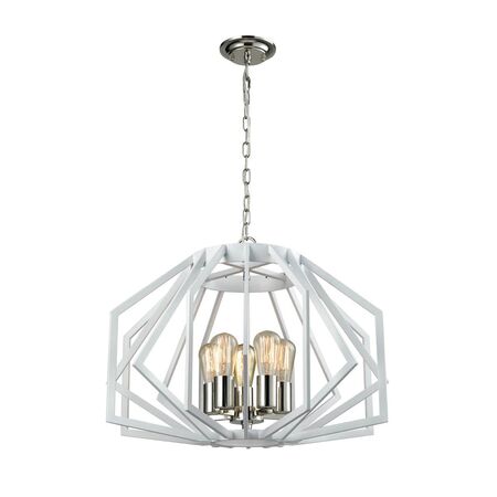 GAMBA: Industrial White Rustic Wide Angular Cage Pendant Light