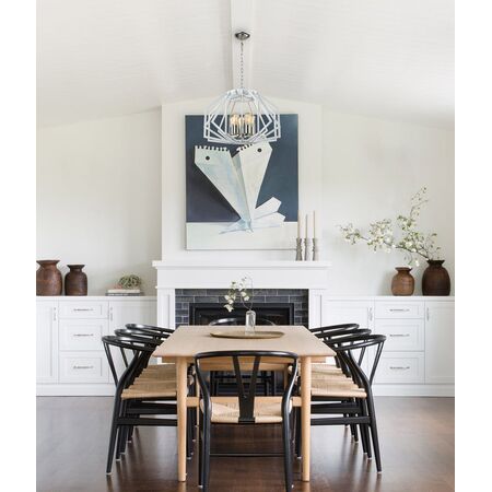 GAMBA: Industrial White Rustic Wide Angular Cage Pendant Light