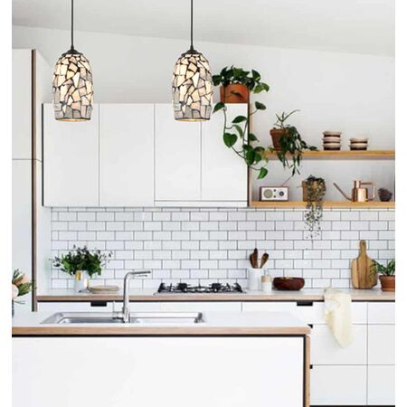 GLAZE: Stone Mosaic Hand Blown Glass Pendant Lights