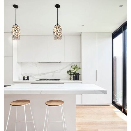 GLAZE: Stone Mosaic Hand Blown Glass Pendant Lights