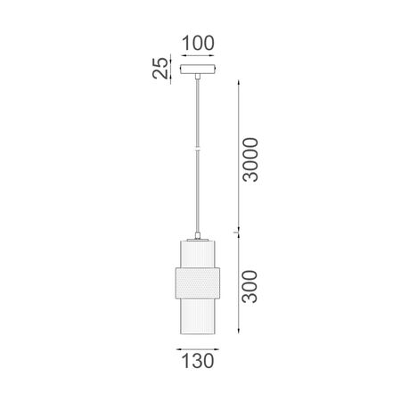 HUECA: Interior Double Cylinder Ribbed with Segment Pendant Lights