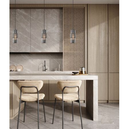 HUECA: Interior Double Cylinder Ribbed with Segment Pendant Lights