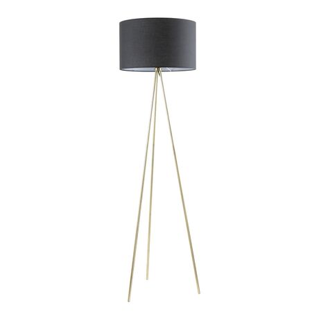 JAMBES: Drum Shade with Antique Brass Tripod Floor Lamps