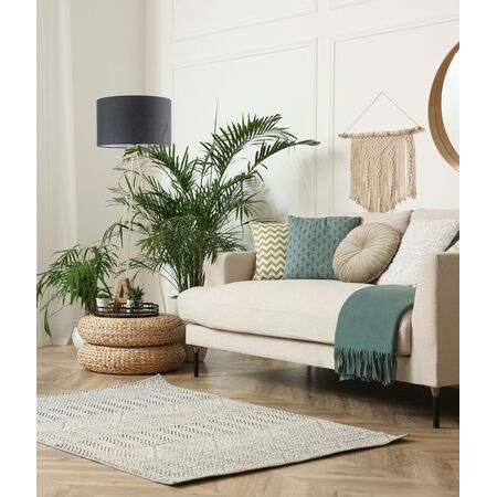 JAMBES: Drum Shade with Antique Brass Tripod Floor Lamps