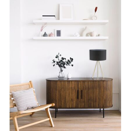 JAMBES: Drum Shade with Antique Brass Tripod Table Lamps