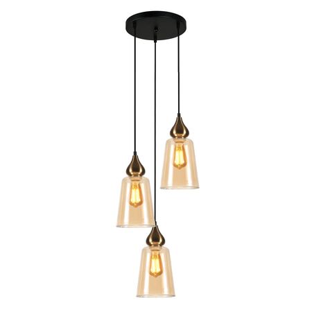 JEREZ: Bronze Amber/ Smokey Black Ellipse Glass Flat Top Pendant Lights