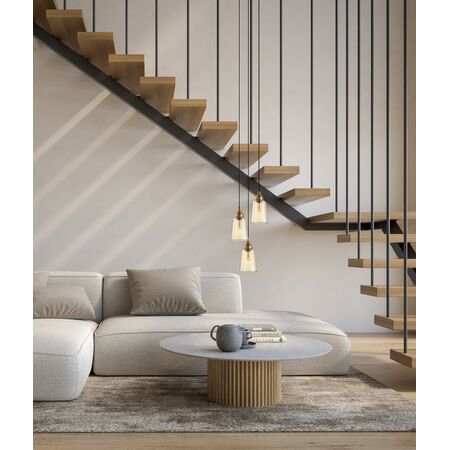 JEREZ: Bronze Amber/ Smokey Black Ellipse Glass Flat Top Pendant Lights