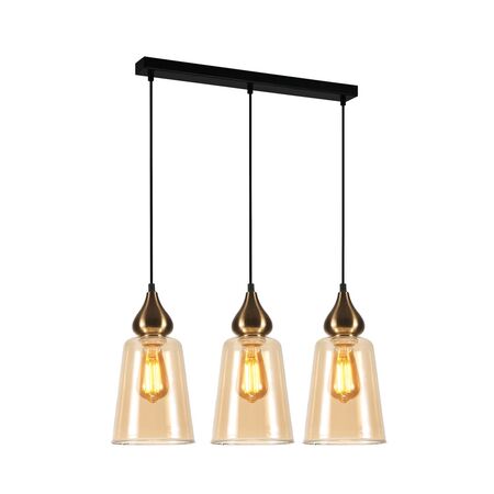 JEREZ: Bronze Amber/ Smokey Black Ellipse Glass Flat Top Pendant Lights
