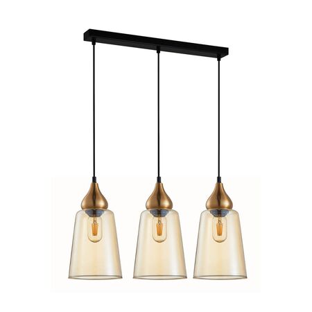 JEREZ: Bronze Amber/ Smokey Black Ellipse Glass Flat Top Pendant Lights