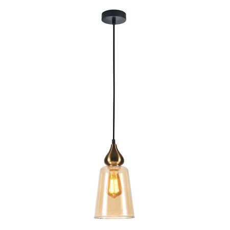 JEREZ: Modern Bronze Amber / Smokey Black Ellipse Glass Flat Top Pendant Lights