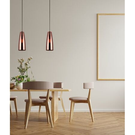 LAMINA: Retro Copper Coloured Glass Ellipse Shape Pendant Light