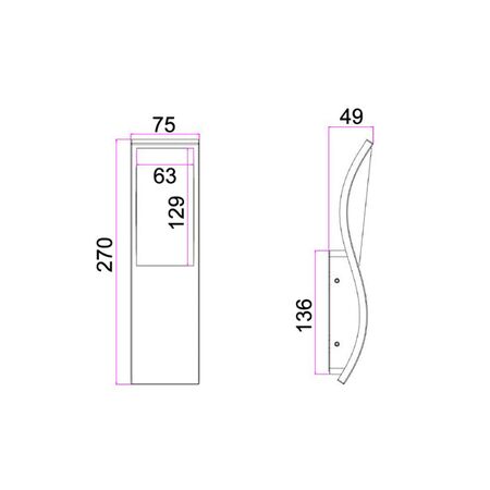OLA: Exterior LED Wavy Rectangular Surface Mounted Wall Lights IP65