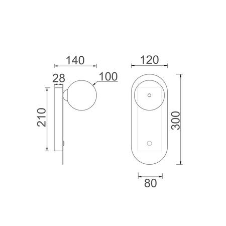OVALIS: Interior Round Opal Diffuser Oblong Base with Switch Wall Lights