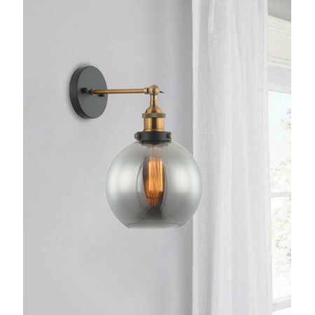 PESINI: Interior Swing Arm Glass with Antique Brass/ Chrome Highlight Wall Lights