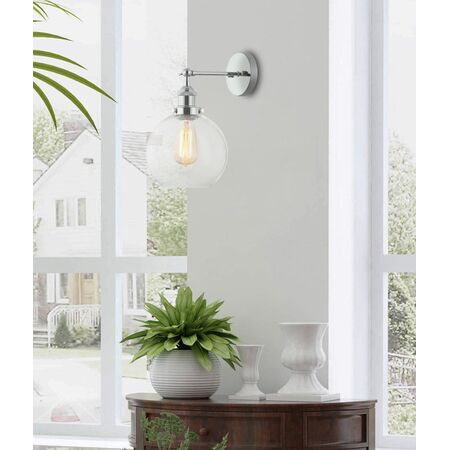 PESINI: Interior Swing Arm Glass with Antique Brass/ Chrome Highlight Wall Lights