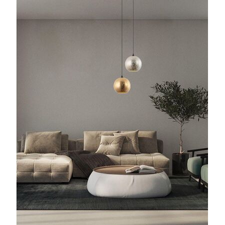 ROCHE: Interior Wine Glass Shape Matte Gold / Chrome Glass Pendant Lights