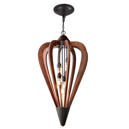 SENORITA: Rustic Large Tuscan Coffee Cherry /Winter Moss Wood Pendant Lights