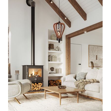 SENORITA: Rustic Large Tuscan Coffee Cherry /Winter Moss Wood Pendant Lights