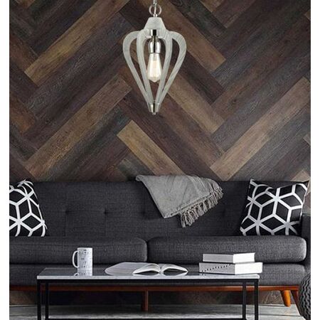 SENORITA: Rustic Small Tuscan Coffee Cherry / Winter Moss Wood Pendant Light