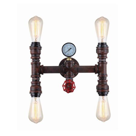 STEAM: Interior Aged Iron 4xPipe Wall Light