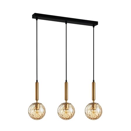 TRATTINO: Interior Bronze Amber /Smokey Black Spherical Glass Multiple Bar Base Pendant Lights
