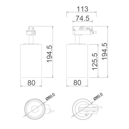 3 Wire 1 Circuit LED Tri-CCT Dimmable Adjustable Track Heads