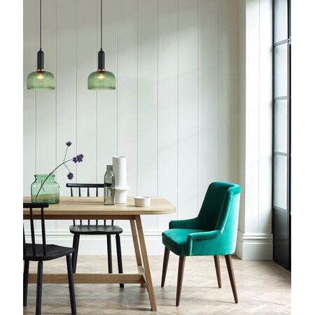 VINTAJ: Retro Interior Dome Shape Ribbed Glass Pendant Lights