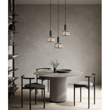 VINTAJ: Retro Interior Dome Shape Ribbed Glass Pendant Lights