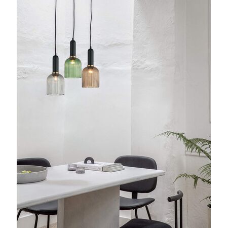 VINTAJ: Retro Interior Ellipse Shape Ribbed Glass Pendant Lights