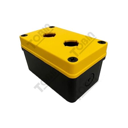PB Al Enclosure 2 Hole | Durable ABS Plastic | Yellow Lid & Black Base | by Tobin