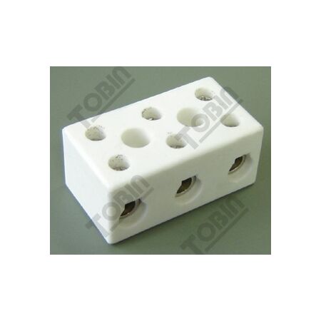Terminal Block Porcelain 3 Wire Connect | 30A Current Rating | Durable Ceramic Construction | High Heat Resistance | by Tobin