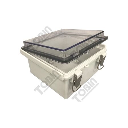 Polycarbonate Enclosure Box | IP66 Rated | Grey Body & Clear Hinged Lid | by Tobin