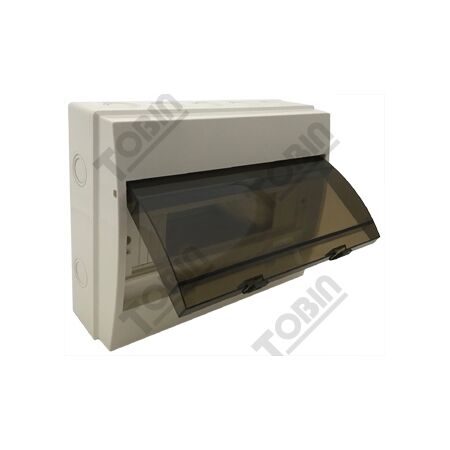 Load Centre 12 Pole Surface Mount | IP55 Weatherproof | Transparent Cover | by Tobin