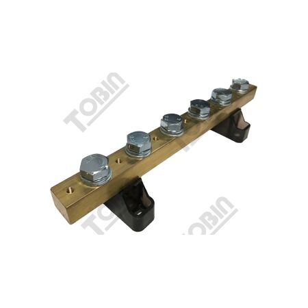 Neutral Bar 250A 6 Stud with Feet Fitted | High Conductivity Metal | Secure Mounting | by Tobin