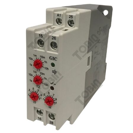 Timer Asymmetric On-Off 2 C-O | 24-240V AC/DC | 2 Change-Over Contacts | by Tobin