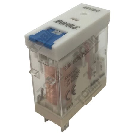 Eureka 1 Pole Relay 24VDC | SPDT Contact Configuration | LED Indicator & Test Button | by Tobin