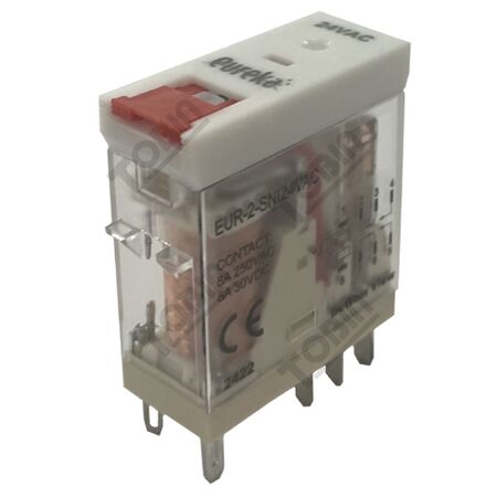 Eureka 2 Pole Relay 24VAC | DPDT Configuration | Slimline Design with LED Indicator | Test Button Included | by Tobin