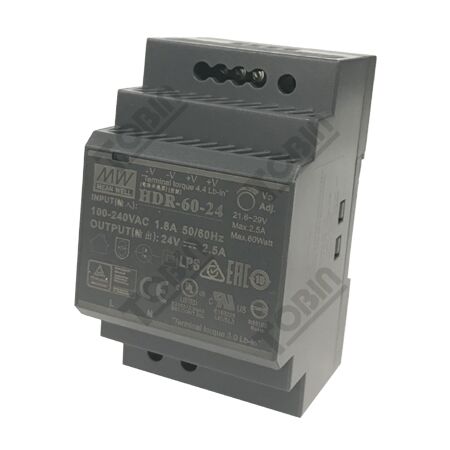 Power Supply 85-264VAC In 24VDC 2.5A Out 60W | Compact Design | Energy Efficient | by Tobin