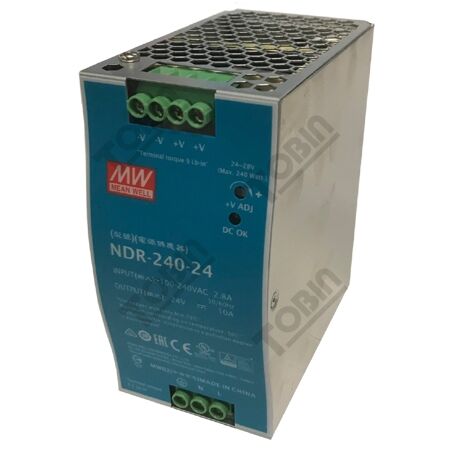 Power Supply 85-264VAC In 24VDC 10A Out 240W | High Efficiency | Compact Design | by Tobin