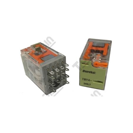 Relay Square Pin 4 Pole 5A 12VAC | LED Indicator & Test Button | 14 Pin Configuration | by Tobin
